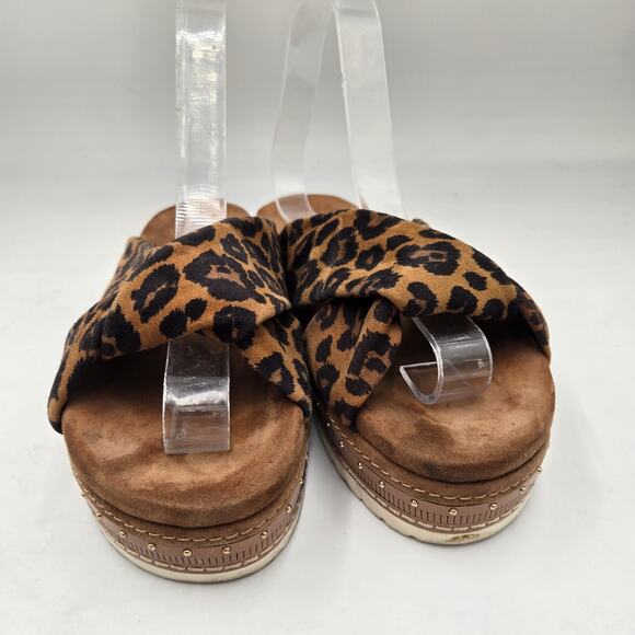 Vince Camuto Rareden 6.5 M Platform Slip On Slide Sandal Summer Leopard Mule - Picture 2 of 7